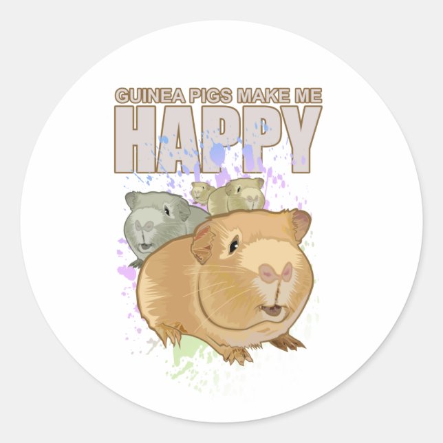 Sticker Rond Guiena Pigs Me Rend Heureux (Devant)