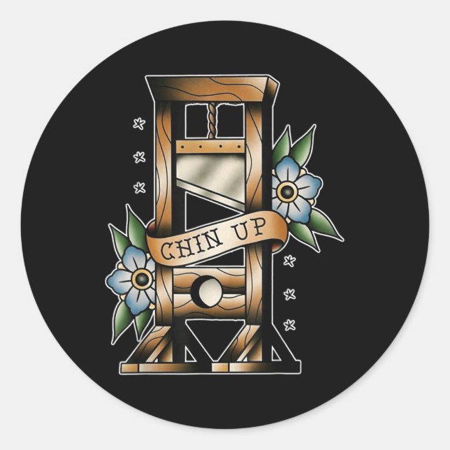 Sticker Rond Guillotine Tatouage traditionnel Flash Chin vers l (Devant)