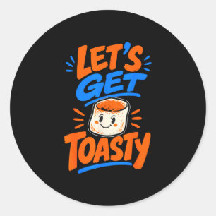 Sticker Rond Guimauve grillée s'mores de camp 