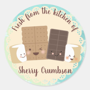 Sticker Rond Guimauves mignonnes de smores de la cuisine de
