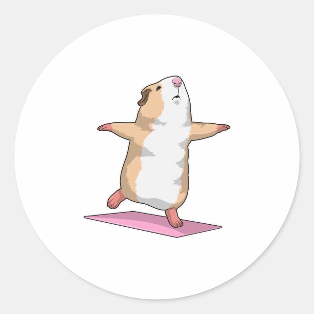 Sticker Rond Guinéen Cochon Yoga Méditation Fitness (Devant)