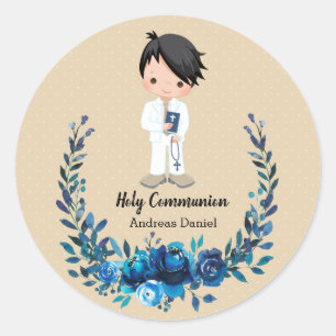 Sticker Rond Guirlande bleue de sainte communion
