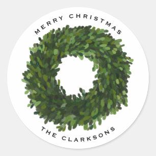 Sticker Rond Guirlande de Boxe Peinte à la main Joyeux Noël