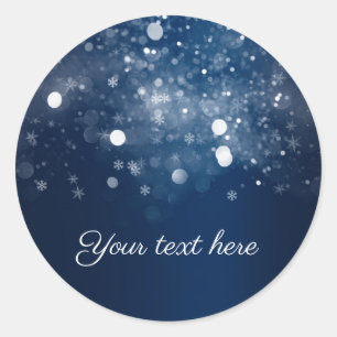 Sticker Rond Guirlande de lumières scintillantes bleues argenté