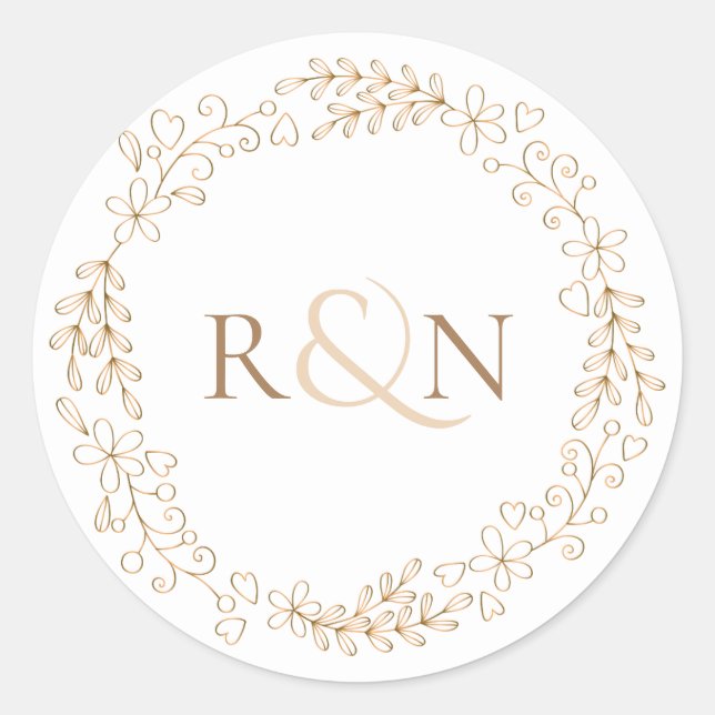 Sticker Rond Guirlande de monogramme élégant (Devant)