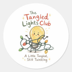 Sticker Rond Guirlande de Noël enchevêtrée Aquarelle