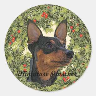 Sticker Rond Guirlande de Pinscher miniature