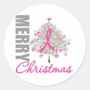 Sticker Rond Guirlande de ruban de rose de cancer du sein de