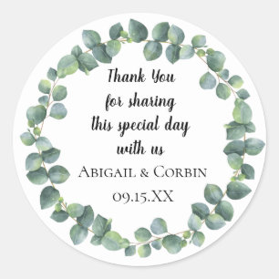 Sticker Rond Guirlande Eucalyptus personnalisée