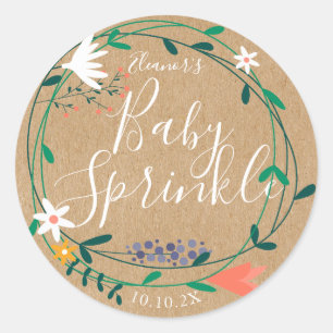 Sticker Rond Guirlande florale printanière fraîche rustique pou