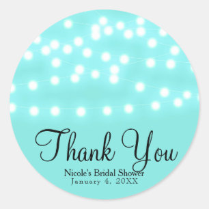 Sticker Rond Guirlande Lumineuse Bleu Turquoise Élégante et Chi