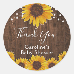 Sticker Rond Guirlande Lumineuse de Tournesols Rustiques pour B