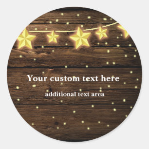 Sticker Rond Guirlande Lumineuse Étoilée Rustique pour Baby Sho