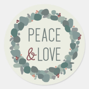 Sticker Rond Guirlande minimaliste moderne eucalyptus Paix et A