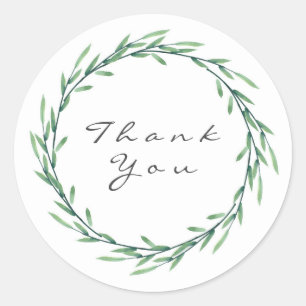 Sticker Rond Guirlande verte de feuille d'aquarelle