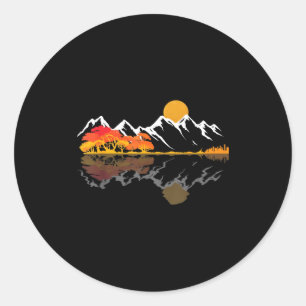 Sticker Rond Guitar Lake Montagne Reflets Amour Ombre Guitare