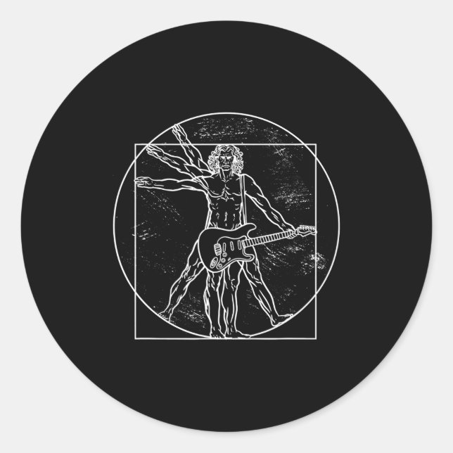 Sticker Rond Guitar Player Guitar Musical Instrument Guitarist  (Devant)