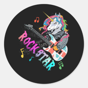 Sticker Rond Guitar Rockin' Music Singer