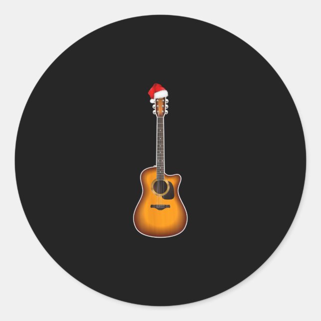 Sticker Rond Guitar Santa Hat (Devant)