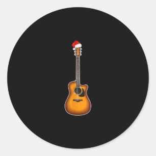 Sticker Rond Guitar Santa Hat