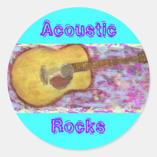 Sticker Rond Guitare Acoustic Rocks