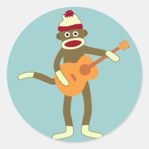 Sticker Rond Guitare acoustique de singe-Sock