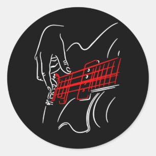 Sticker Rond Guitare acoustique Guitare Basse Lecteur Musicien