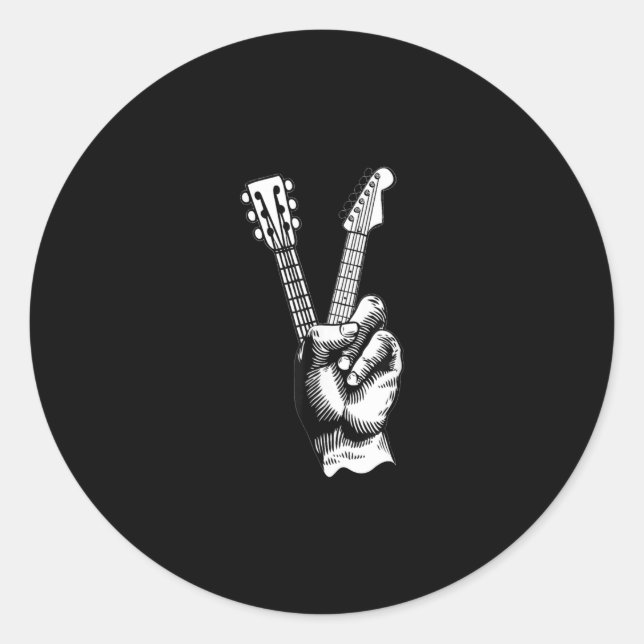 Sticker Rond Guitare Acoustique Guitariste Basse Lecteur Musici (Devant)