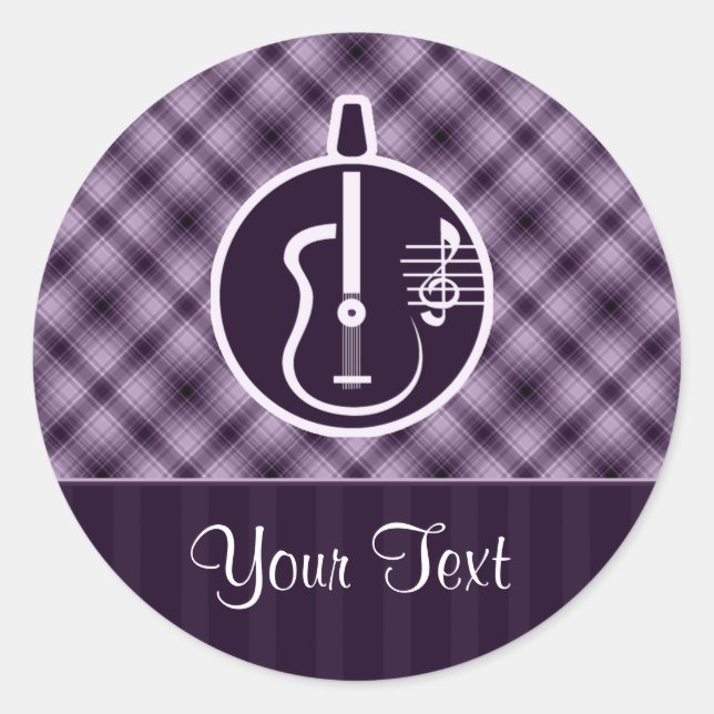 Sticker Rond Guitare acoustique violette (Devant)