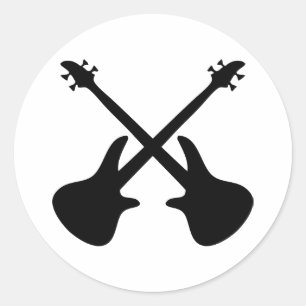 Sticker Rond guitare basse croisée