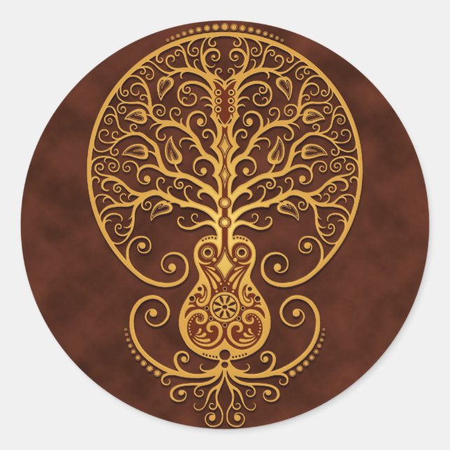 Sticker Rond Guitare, Brown doré (Devant)