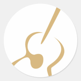 Sticker Rond Guitare classique en style dessin de souhaits