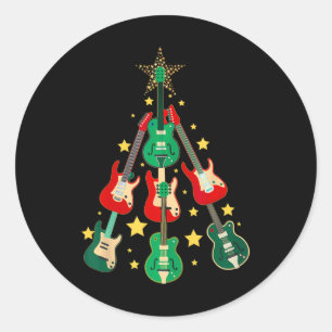 Sticker Rond Guitare cool Noël Arbre Guitare Noël