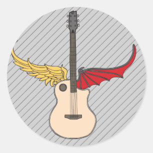 Sticker Rond Guitare de double personnalité