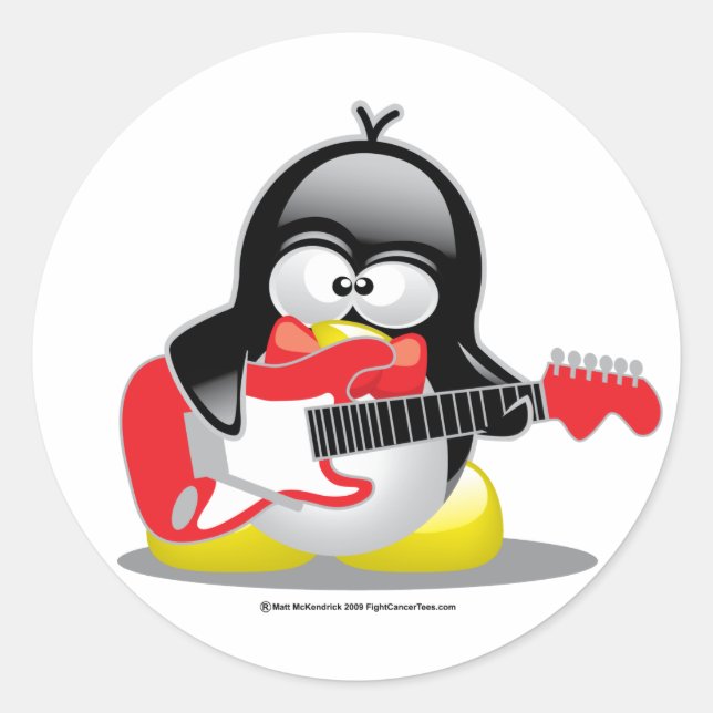 Sticker Rond Guitare électrique Penguin (Devant)