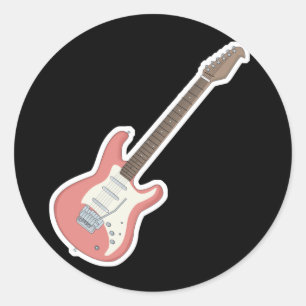 Sticker Rond guitare électrique rose