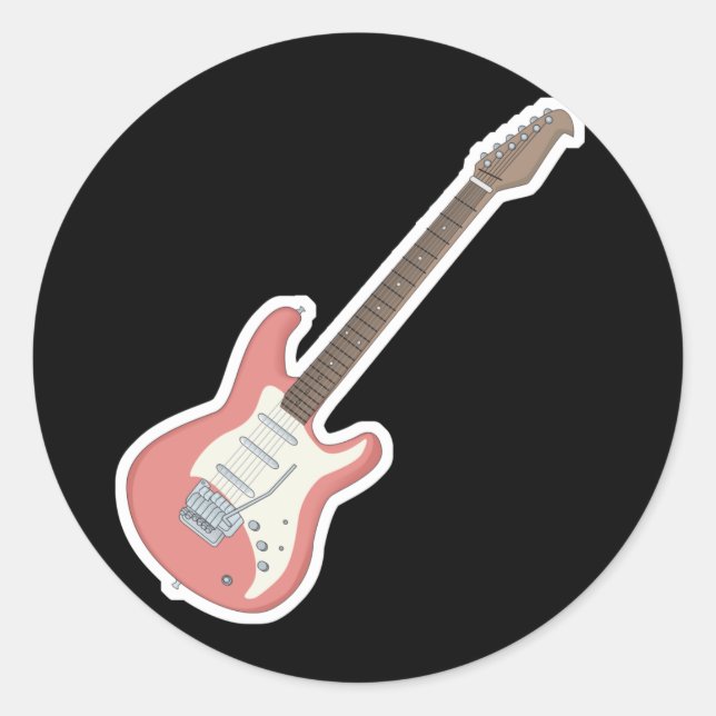 Sticker Rond guitare électrique rose (Devant)