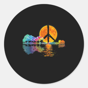 Sticker Rond Guitare Guitare Lac Shadow Peace Love Guitare
