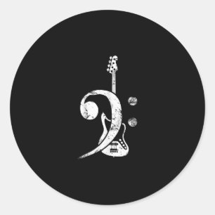 Sticker Rond Guitare Lover   Bass Clef Bass Guitare