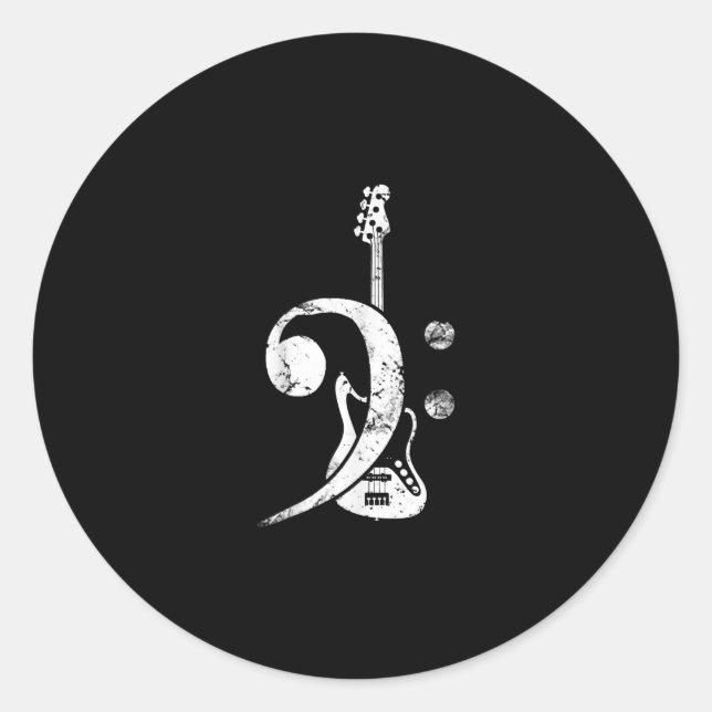 Sticker Rond Guitare Lover | Bass Clef Bass Guitare (Devant)