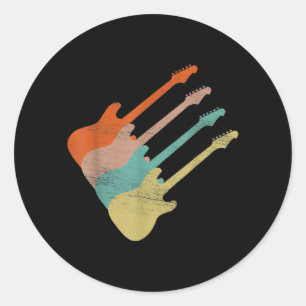 Sticker Rond Guitare Lover Guitare électrique Vintage
