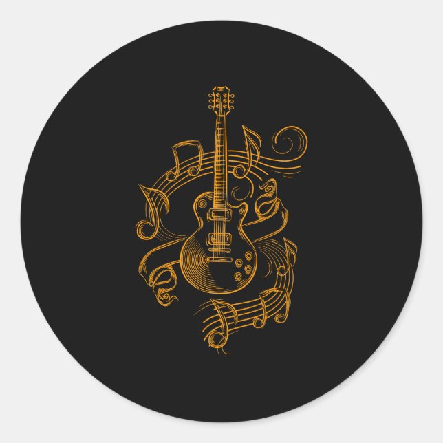 Sticker Rond Guitare Lover | Guitare musicale (Devant)