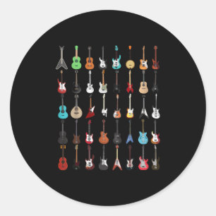 Sticker Rond Guitare Musical Instrument Rock and Roll
