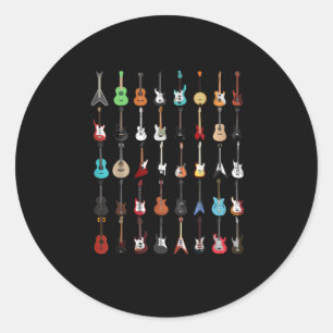 Sticker Rond Guitare Musical Instrument Rock and Roll