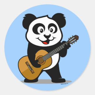 Sticker Rond Guitare Panda