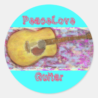 Sticker Rond Guitare PeaceLove