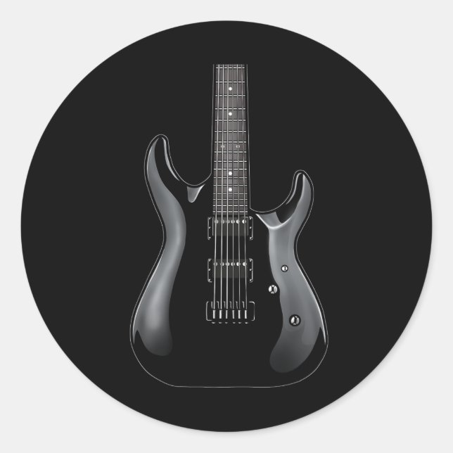 Sticker Rond Guitare Rock Band Et Rouleau Pour Hommes Bande Tee (Devant)