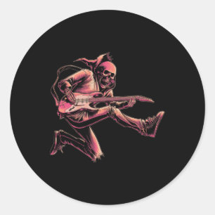 Sticker Rond Guitare Rock Band Et Rouleau Pour Hommes Bande Tee