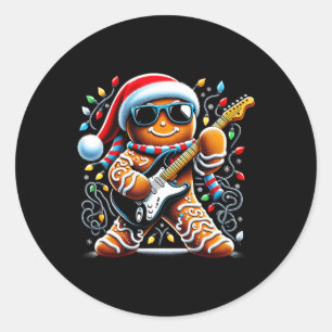Sticker Rond Guitare Rock Gingerbread Jouant De La Guitare -drô