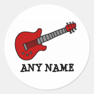 Sticker Rond Guitare rouge Rockin'